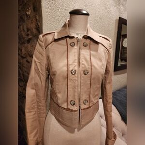 White House Black Market Tan Cropped Trench Coat